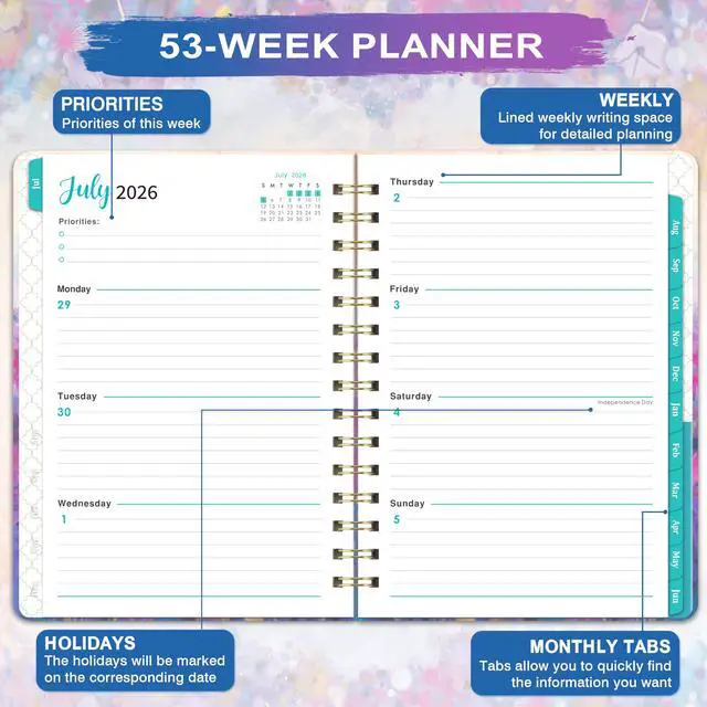 Alt view image 4 of 7 - 2026-2027 Planner - Planner Daily Weekly and Monthly 2026-2027 | July 2026 - June 2027, 6.3 × 8.4, 12 Monthly Tabs, Inner Pocket, Hardcover, Perfect for Organization