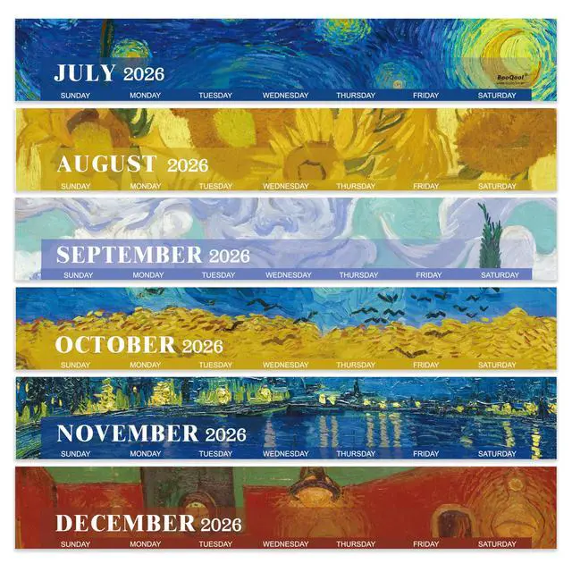 Alt view image 7 of 7 - 2027 Desk Calendar, Flip Desktop Calendar, Jul 2026 - Dec 2027 | 9.8" x 8.3" Starry Night Van Gogh Desk Planner with Thick Paper for Office Home School