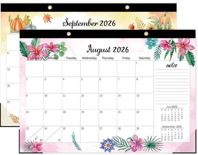 Main image of Large Desk Calendar 2026-2027, 19 Months, 17" x 11.5" | Jun 2026-Dec 2027 Desktop/Wall Calendar, Monthly Planner with Watercolor Design for Office School Home Organizing