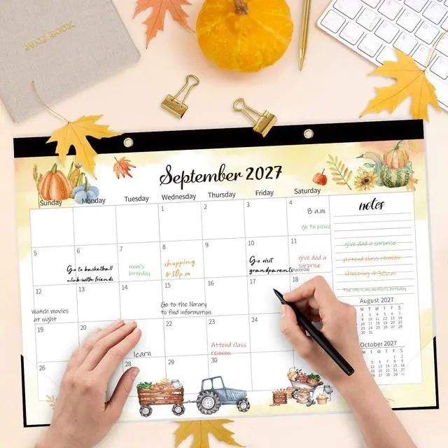 Alt view image 2 of 7 - Large Desk Calendar 2026-2027, 19 Months, 17" x 11.5" | Jun 2026-Dec 2027 Desktop/Wall Calendar, Monthly Planner with Watercolor Design for Office School Home Organizing