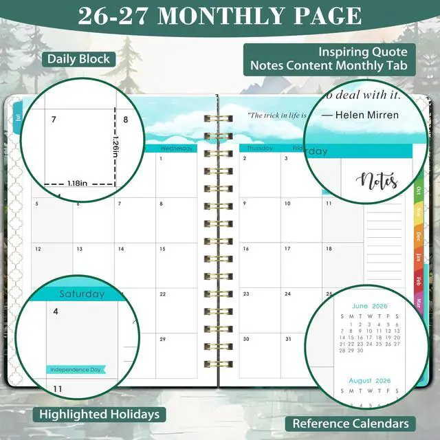 Alt view image 3 of 7 - Planner 2026-2027 - 2026-2027 Planner Weekly and Monthly | July 2026 - June 2027, Tabs, Elastic Closure, Inner Pocket, Academic Planner for School Office Supplies, 6.3" x8.4"
