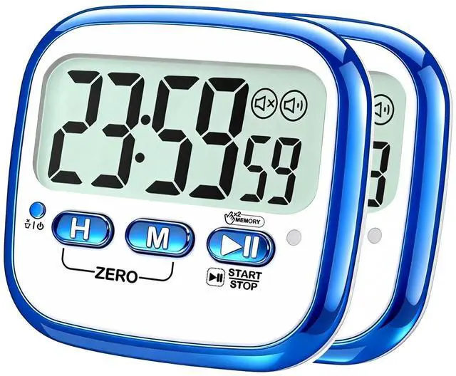 Main image of 2-Pack Magnetic Kitchen Timers for Cooking, Digital Stop Watch Countdown Timer for Kids, Teachers, Classroom, Office, Exercise - Battery Included