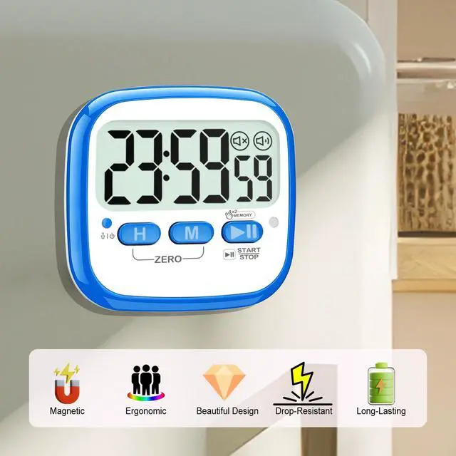 Alt view image 3 of 7 - 2-Pack Magnetic Kitchen Timers for Cooking, Digital Stop Watch Countdown Timer for Kids, Teachers, Classroom, Office, Exercise - Battery Included