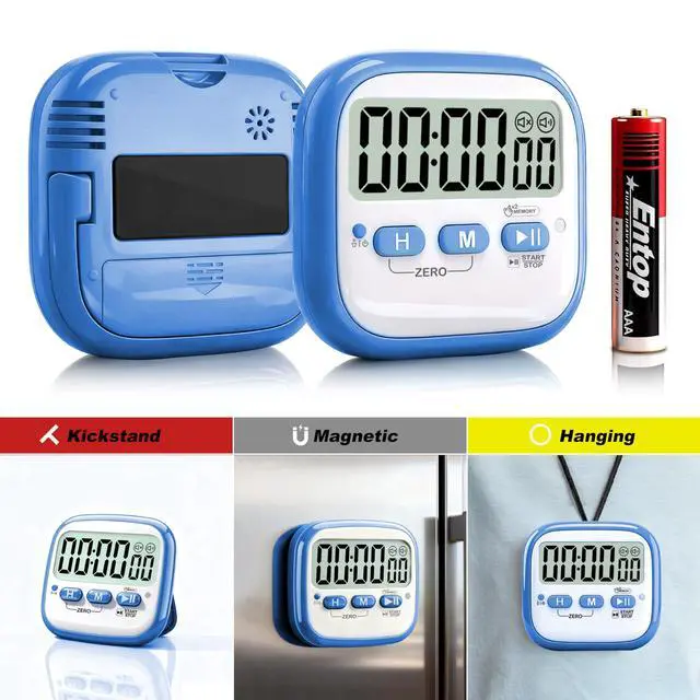 Alt view image 6 of 7 - 2-Pack Magnetic Kitchen Timers for Cooking, Digital Stop Watch Countdown Timer for Kids, Teachers, Classroom, Office, Exercise - Battery Included