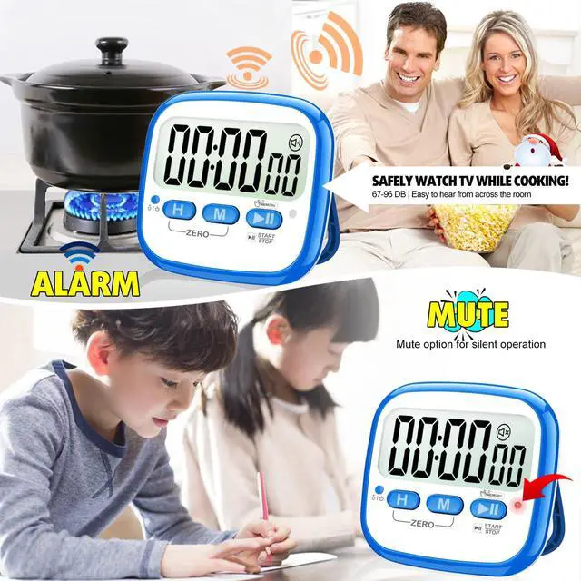 Alt view image 7 of 7 - 2-Pack Magnetic Kitchen Timers for Cooking, Digital Stop Watch Countdown Timer for Kids, Teachers, Classroom, Office, Exercise - Battery Included