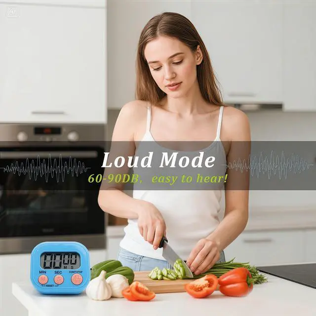 Alt view image 2 of 7 - 6 Pack Multi-Function Electronic Timer - Kitchen Timer,Magnetic Digital Timers,Big LCD Display, ON/Off Switch,Extensively Use in Cooking,Gym, Meeting, Classroom,Kitchen,Study,Work,Outdoor Activities