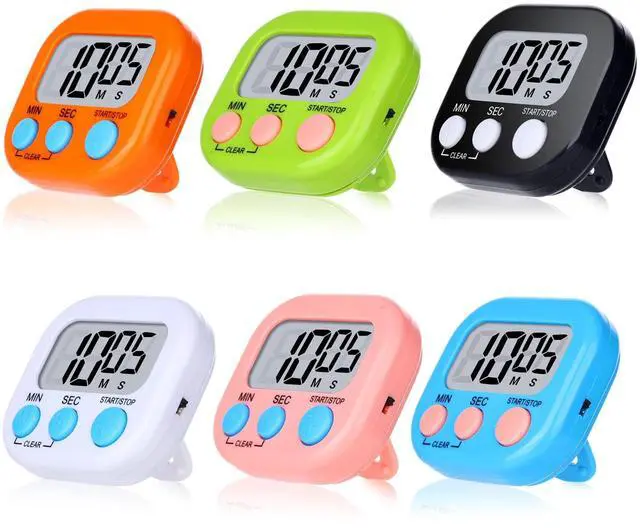 Main image of Kitchen Timer 6 Packs Digital Timers for Classroom Small Magnetic Countdown Stopwatch for Cooking Mini Loud Alarm Stop for Kitchen Study Work Baking Sports Games Timer Clock