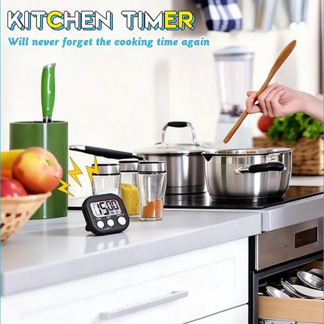 Alt view image 6 of 7 - Kitchen Timer 6 Packs Digital Timers for Classroom Small Magnetic Countdown Stopwatch for Cooking Mini Loud Alarm Stop for Kitchen Study Work Baking Sports Games Timer Clock
