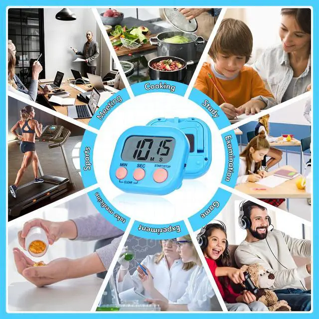 Alt view image 7 of 7 - Kitchen Timer 6 Packs Digital Timers for Classroom Small Magnetic Countdown Stopwatch for Cooking Mini Loud Alarm Stop for Kitchen Study Work Baking Sports Games Timer Clock