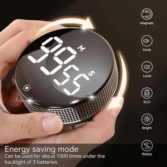 Alt view image 5 of 7 - Digital Kitchen Timers, Magnetic Visual Timer Large LED Display Magnetic Countdown Countup Timer Volume Adjustable for Classroom Cooking Baking Teaching, Easy for Kids and Seniors (Black)