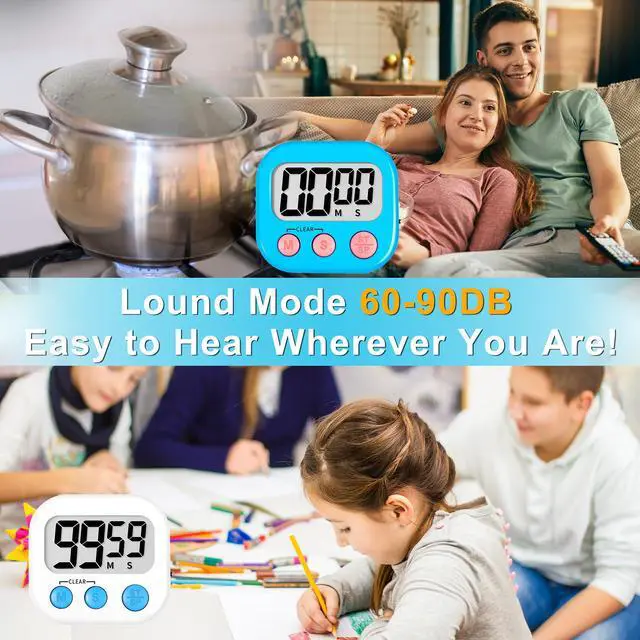 Alt view image 3 of 7 - Classroom Timer for Kids Teachers 2 Pack Digital Timers Blue White | Strong Magnetic, Large Screen, Big Button, Teacher Classroom Must Haves Kitchen Timers for Cooking Egg Exercise Study