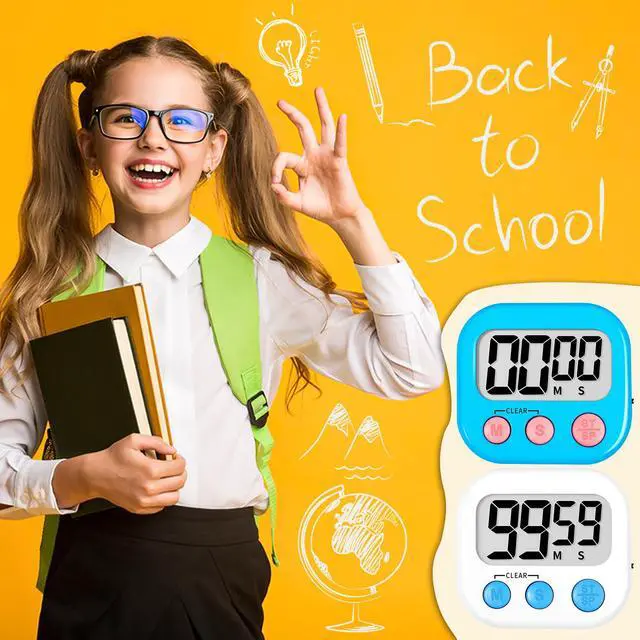 Alt view image 6 of 7 - Classroom Timer for Kids Teachers 2 Pack Digital Timers Blue White | Strong Magnetic, Large Screen, Big Button, Teacher Classroom Must Haves Kitchen Timers for Cooking Egg Exercise Study
