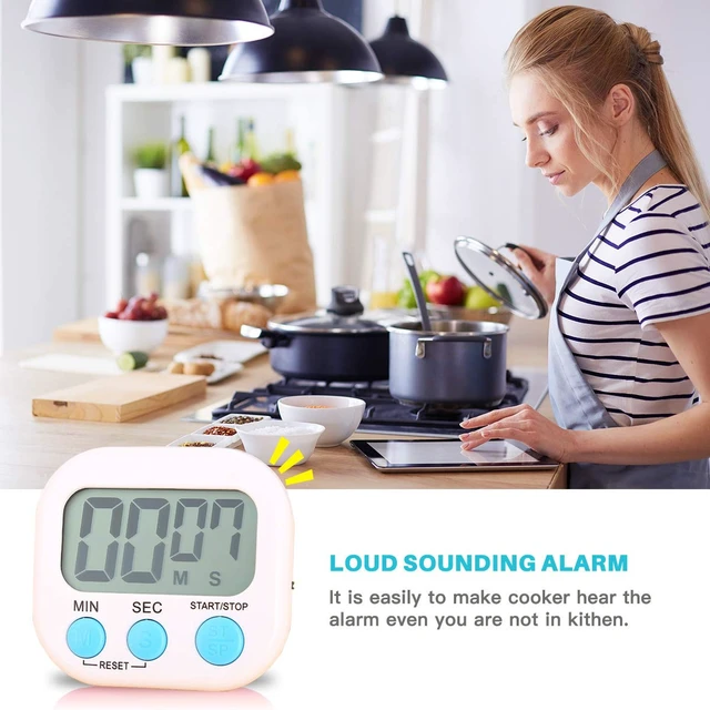Alt view image 7 of 7 - 2 Pack Digital Kitchen Timers with ON/Off Switch & Loud Alarm | Clear LCD, Upgraded Magnet, Foldable Stand, Easy Control, Memory Mode for Teachers Classroom, Kids Study, Seniors & Baking