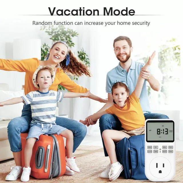 Alt view image 6 of 7 - Plug in Digital Oulet Timer Switch 7 Day / 24 Hour Weekly Daily Programmable with Random Security Mode for Home Appliances and Indoor(125V,15A,1875W) 1 Pack