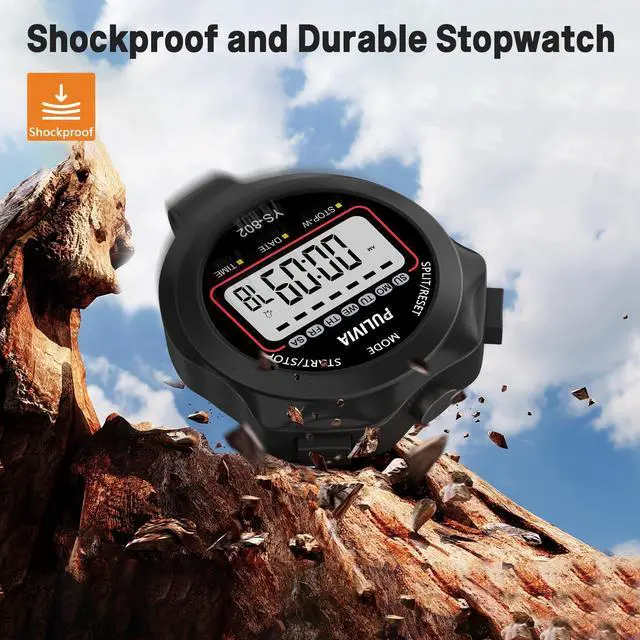Alt view image 7 of 7 - Stopwatch Timer, Digital Stop-Watch for Sports, Black | Multi-function Stopwatch with Single Split/Lap Timing, Button Beep Alarm Clock, Ideal for Coaches Kids PE-teacher