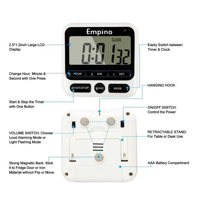 Alt view image 2 of 6 - Digital Kitchen Timer 24-Hours Magnetic Countdown Cooking Timer Clock