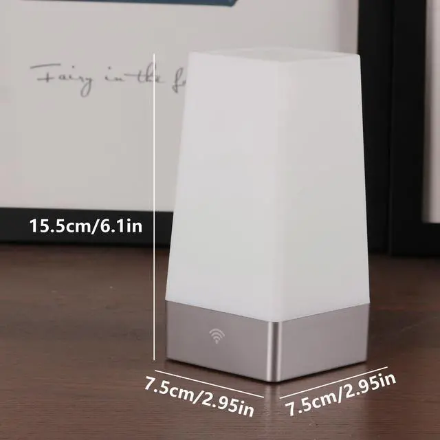 Alt view image 3 of 6 - LED Square Night Light with Remote Control, Color Changing Table Lamp, Battery Operated Lamp for Bedroom, Kitchen, USE 2xAA Batteries (not Included)