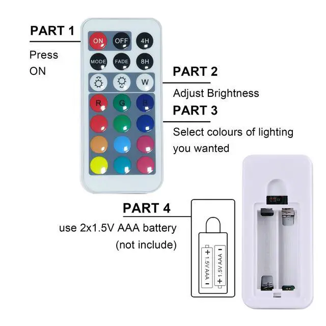 Alt view image 5 of 6 - LED Square Night Light with Remote Control, Color Changing Table Lamp, Battery Operated Lamp for Bedroom, Kitchen, USE 2xAA Batteries (not Included)