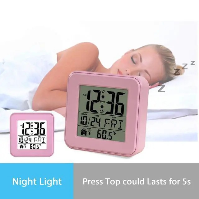 Alt view image 5 of 7 - Small Digital Alarm Clock Battery Operated with Backlight Countdown for Bedroom Kids Room-Pink