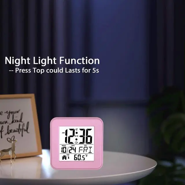 Alt view image 3 of 7 - Small Digital Alarm Clock Battery Operated with Backlight Countdown for Bedroom Kids Room-Pink