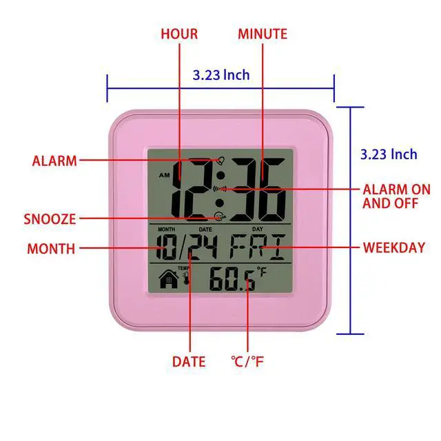 Alt view image 7 of 7 - Small Digital Alarm Clock Battery Operated with Backlight Countdown for Bedroom Kids Room-Pink