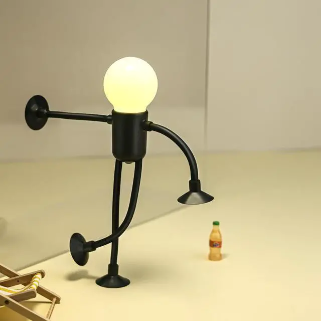 Main image of Changeable Shape Funny Night Light, Cute Night Lamp, Adorable Bendable Lights for Adults Children Boys Girls, Bedroom Home Ornaments Christmas Decorations Gifts (Bulb Man-Black)