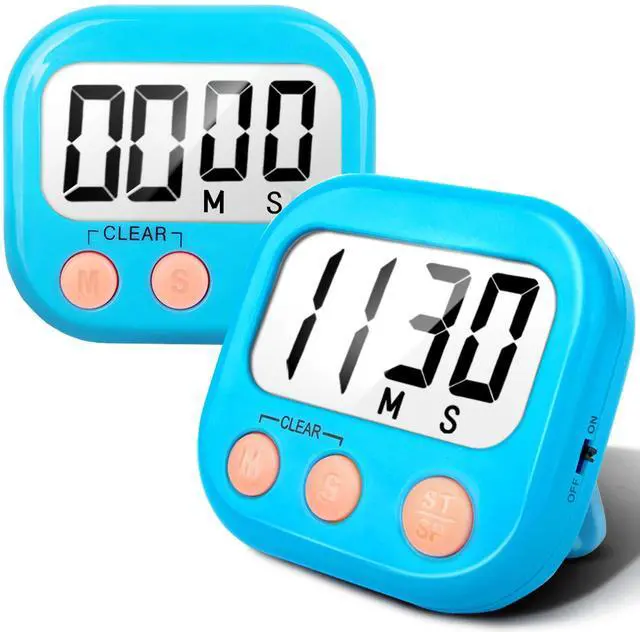 Main image of Digital Kitchen Timers for Cooking, Timer for Kids 2 Pack Blue | Big Digits, Loud Alarm, Strong Magnetic, Large Screen, Count Down/Up, Classroom Timers for Teacher Supplies