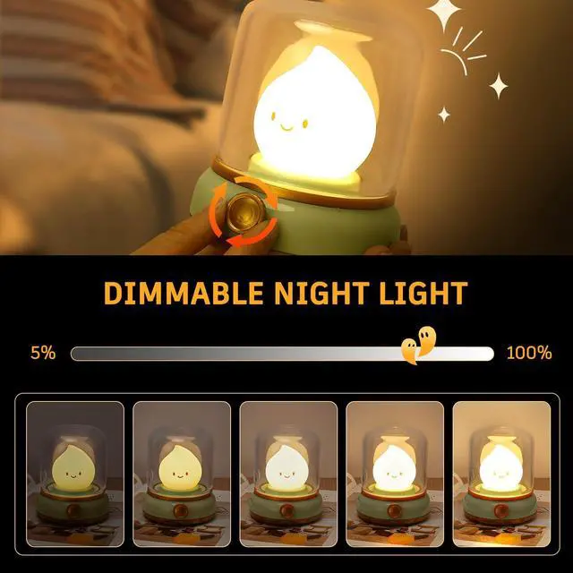 Alt view image 2 of 7 - Ghost Campfire Night Light, Small Cute Desk Lamp, Dimmable Cordless Bedside Table Lamp, 2 Modes Rechargebale Battery Oprated Warm Night Light for Bedroom/Kids/Baby Nursery, Vintage Ambient Lighting