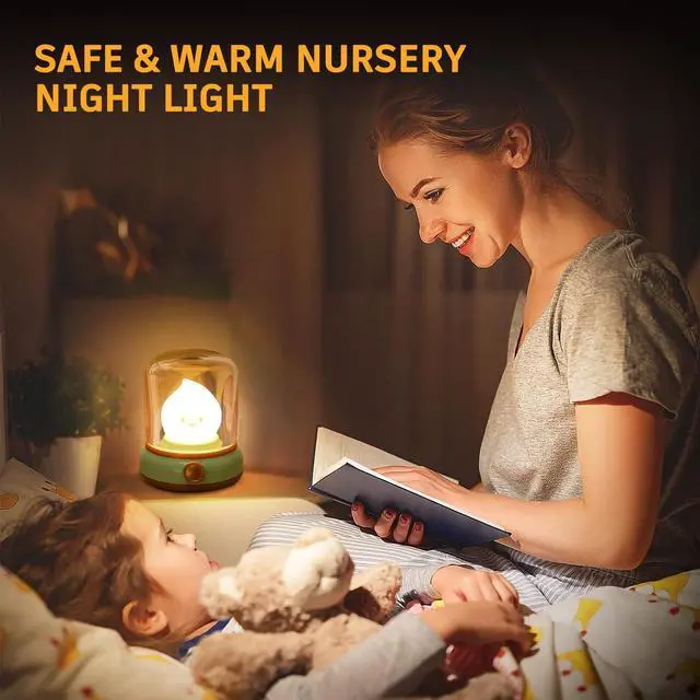 Alt view image 5 of 7 - Ghost Campfire Night Light, Small Cute Desk Lamp, Dimmable Cordless Bedside Table Lamp, 2 Modes Rechargebale Battery Oprated Warm Night Light for Bedroom/Kids/Baby Nursery, Vintage Ambient Lighting