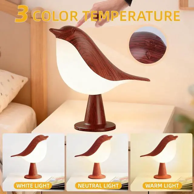 Alt view image 2 of 6 - Bird Cordless Table Lamp, Small Cordless Bedside Lamp with 3 Color Temperature, Touch Sensor & Rechargeable Battery - Night Light for Kids, Bedroom, Bedside, Office, and Outdoor UseDark