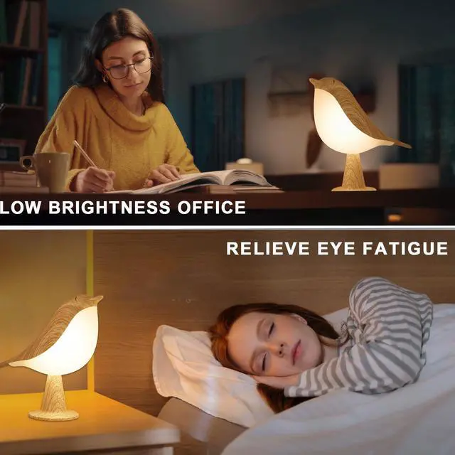 Alt view image 3 of 7 - Small Bird Table Lamp, 2600 mAh Cordless Desk Lamp, Touch Night Light with 3 Color, Small Lamps, Rechargeable Bedside Night Light, Hummingbird Lamps for Bedroom Nightstand Bedside Table