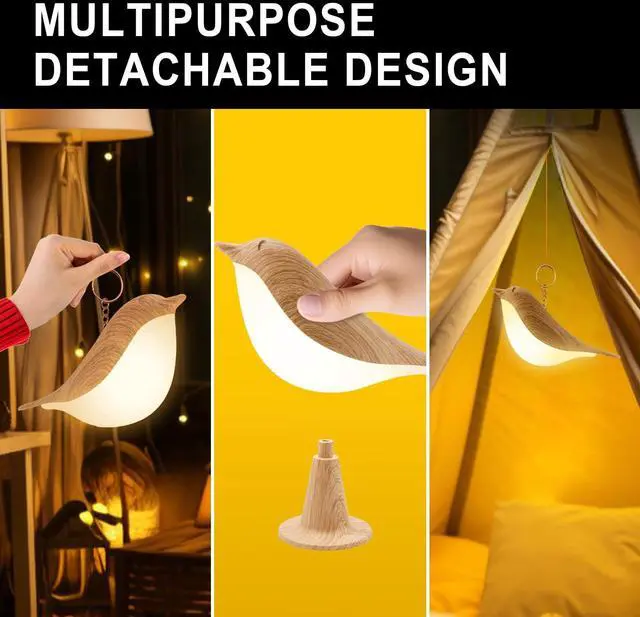 Alt view image 4 of 7 - Small Bird Table Lamp, 2600 mAh Cordless Desk Lamp, Touch Night Light with 3 Color, Small Lamps, Rechargeable Bedside Night Light, Hummingbird Lamps for Bedroom Nightstand Bedside Table