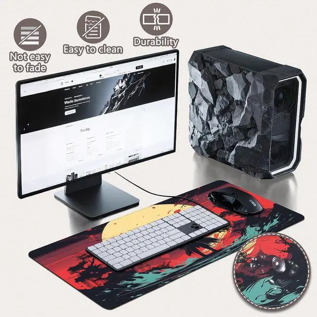 Alt view image 4 of 7 - Gaming Mouse Pad - (31.5"×11.8") Japanese Samurai Large Mouse Pads for Desk - Desk Mat for Keyboard and Mouse with Non-Slip Base, Desks Pad Matfor Game/Office & Home