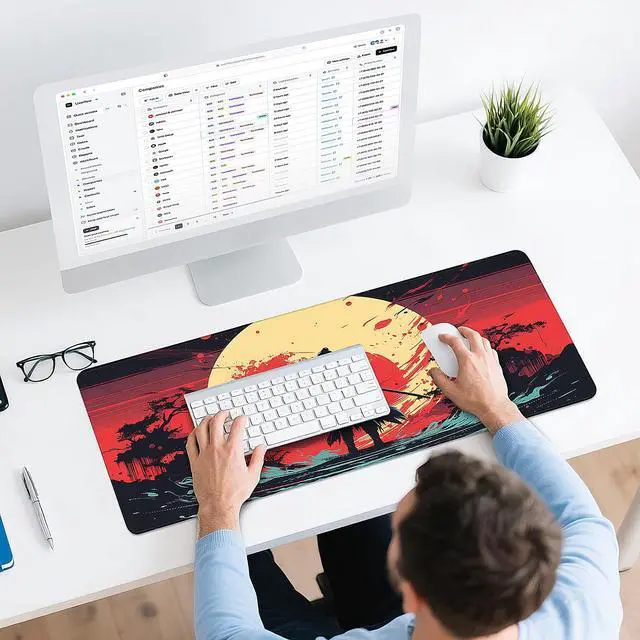 Alt view image 6 of 7 - Gaming Mouse Pad - (31.5"×11.8") Japanese Samurai Large Mouse Pads for Desk - Desk Mat for Keyboard and Mouse with Non-Slip Base, Desks Pad Matfor Game/Office & Home