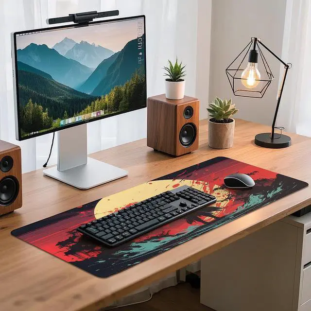 Alt view image 7 of 7 - Gaming Mouse Pad - (31.5"×11.8") Japanese Samurai Large Mouse Pads for Desk - Desk Mat for Keyboard and Mouse with Non-Slip Base, Desks Pad Matfor Game/Office & Home