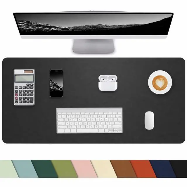 Main image of Small Desk Mat,Leather Desk Pad Protector,Desk Mouse pad,Office Desk mat,Laptop Mat for Desk, Non-Slip PU Leather Desk Blotter,Waterproof Desk Writing Pad for Office/Home(23.6"x13.7",Black)