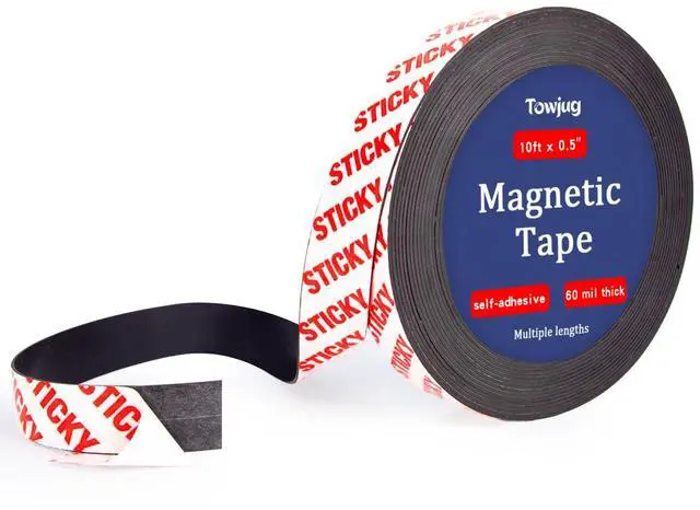Main image of Magnetic Tape 10ft x 1/2in Fridge Magnets with Adhesive Backing Roll | Flexible Sticky Magnet Strip for DIY Crafts, Kitchen Organization, Classroom Essentials, Peel & Stick Magnets for Whiteboard