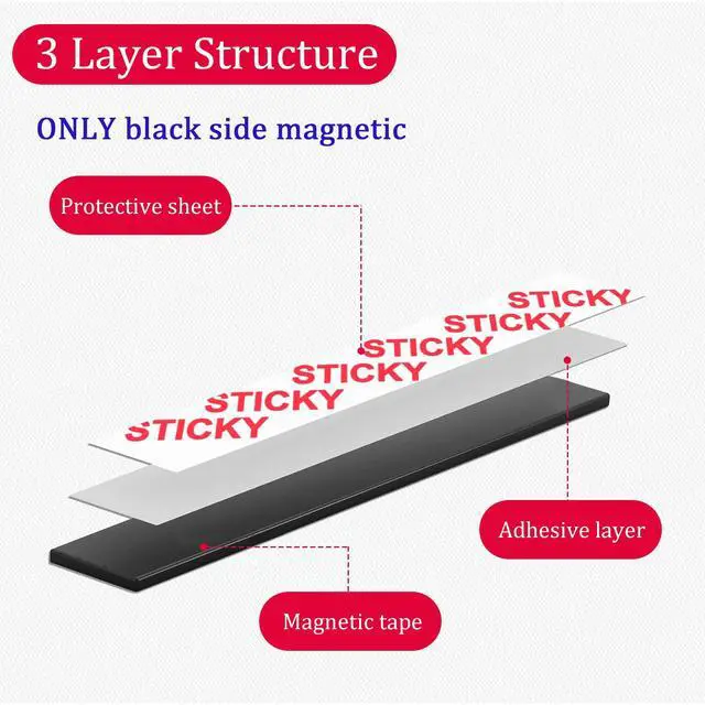 Alt view image 3 of 7 - Magnetic Tape 10ft x 1/2in Fridge Magnets with Adhesive Backing Roll | Flexible Sticky Magnet Strip for DIY Crafts, Kitchen Organization, Classroom Essentials, Peel & Stick Magnets for Whiteboard