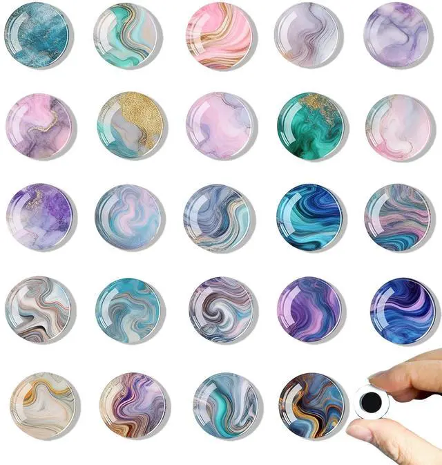 Main image of Magnets Refrigerator,Cute Fridge Magnets for Decorative Whiteboard | 24Pcs Strong Marble Magnets Fridge Fun Magnet Circle for Office,Locker Decor,Classroom,Kitchen,Festival,Birthday Gifts