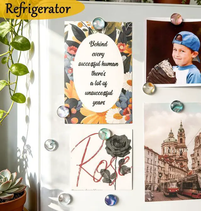 Alt view image 2 of 7 - Magnets Refrigerator,Cute Fridge Magnets for Decorative Whiteboard | 24Pcs Strong Marble Magnets Fridge Fun Magnet Circle for Office,Locker Decor,Classroom,Kitchen,Festival,Birthday Gifts