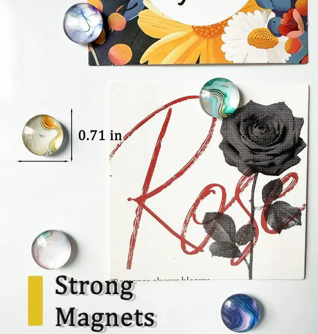 Alt view image 3 of 7 - Magnets Refrigerator,Cute Fridge Magnets for Decorative Whiteboard | 24Pcs Strong Marble Magnets Fridge Fun Magnet Circle for Office,Locker Decor,Classroom,Kitchen,Festival,Birthday Gifts