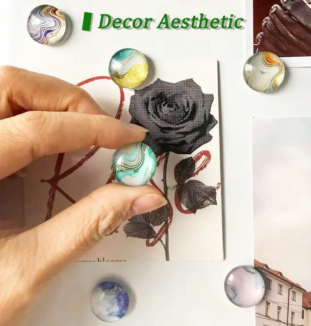 Alt view image 5 of 7 - Magnets Refrigerator,Cute Fridge Magnets for Decorative Whiteboard | 24Pcs Strong Marble Magnets Fridge Fun Magnet Circle for Office,Locker Decor,Classroom,Kitchen,Festival,Birthday Gifts