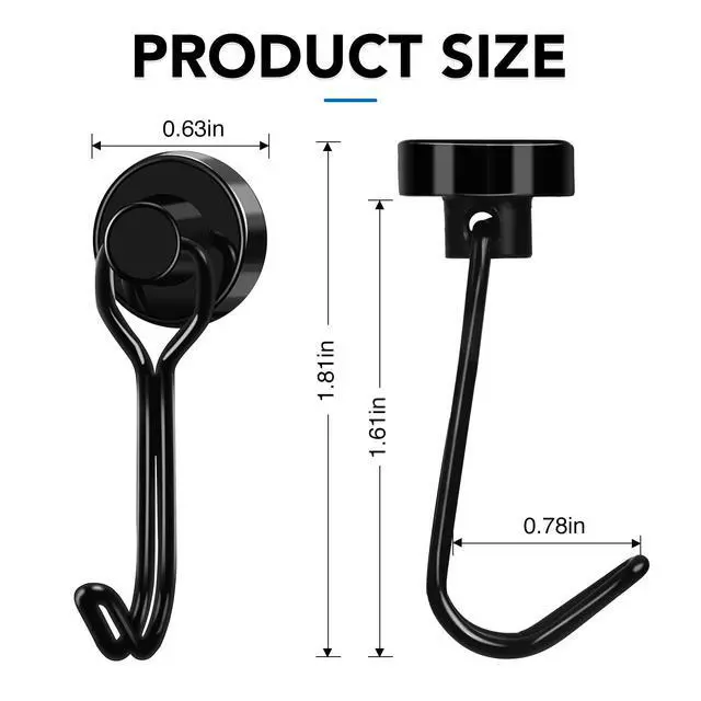 Alt view image 4 of 7 - Magnetic Hooks Magnet Hook for Cruise Cabins Fridge 30LBS 6Pack | Strong Heavy Duty Fridge Locker Ship Classroom Key Mug Holder Door Metal Whiteboard Organization Essentials Decor Black