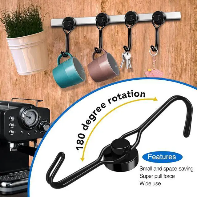 Alt view image 6 of 7 - Magnetic Hooks Magnet Hook for Cruise Cabins Fridge 30LBS 6Pack | Strong Heavy Duty Fridge Locker Ship Classroom Key Mug Holder Door Metal Whiteboard Organization Essentials Decor Black