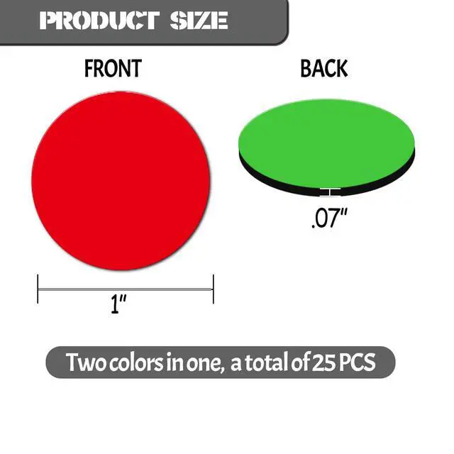 Alt view image 2 of 6 - 25 Pcs 1 Double-Sided Red Green Magnets, Flip Over Colored Magnetic Dots for Whiteboard, Refrigerator, Office (25, Red/Green-Colors)