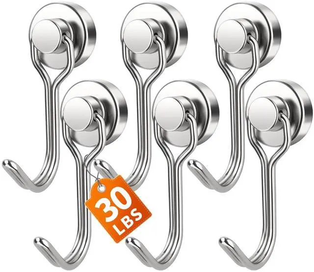 Main image of Magnetic Hooks for Cruise Cabins, 6 Pack 30 LB+ Magnet Hooks | Silver Magnet Hooks Heavy Duty for Classroom, Grill, Locker, Travel, Ship, Cruise Essentials 2026