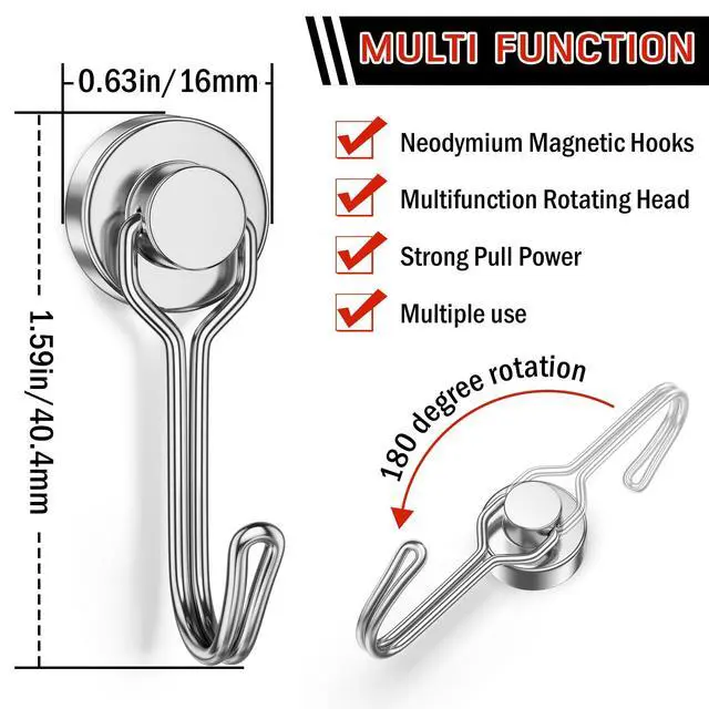 Alt view image 7 of 7 - Magnetic Hooks for Cruise Cabins, 6 Pack 30 LB+ Magnet Hooks | Silver Magnet Hooks Heavy Duty for Classroom, Grill, Locker, Travel, Ship, Cruise Essentials 2026