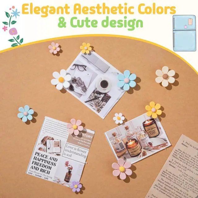 Alt view image 2 of 7 - 3D Flower Magnets for Fridge 16 Pcs - Decorative Resin Refrigerator Magnets - Floral Kitchen Decor for Home - Office Whiteboard Accessories - Magnets for Notes, Photos and Calendars