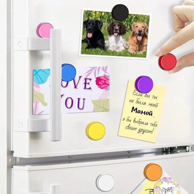 Alt view image 3 of 6 - Fridge Magnets, 20Pcs Round Refrigerator Magnets for Whiteboard | Cute Colorful Magnet for Fridge, Locker, White Board, Kitchen, Office, Classroom, School and Home, Great for Notes and Photos