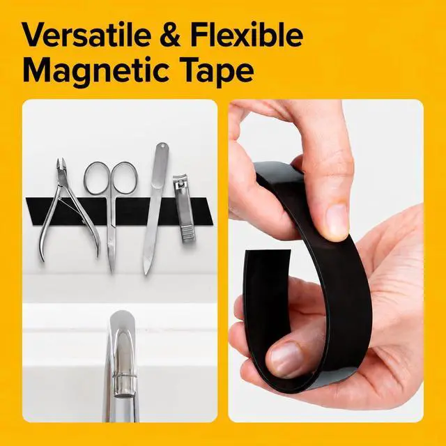 Alt view image 4 of 7 - Super Sticky Magnetic Tape for DIY & Crafts, 10ft x 1/2in (3m x 1.25cm) | Strong Magnet Strip, Adhesive Backing, Easy to Cut & Mount, For Fridges, Whiteboards & More